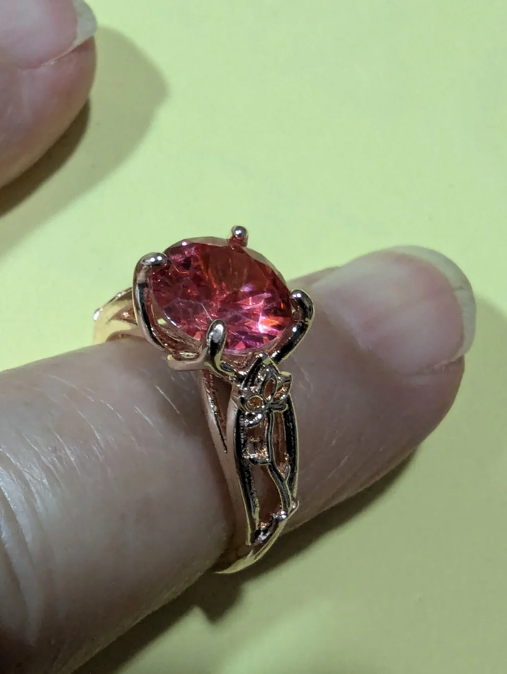 Rose Gold Plated Pink Mystic Topaz Vine Flower Retro Ring Size 6 NWT